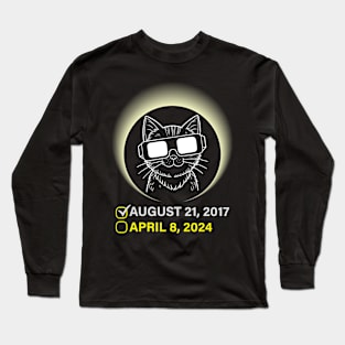 Solar Eclipse 2024 Shirt Total Eclipse April 8th 2024 Cat Long Sleeve T-Shirt